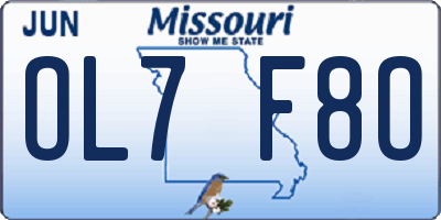 MO license plate OL7F8O