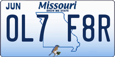 MO license plate OL7F8R