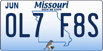 MO license plate OL7F8S
