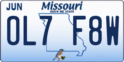 MO license plate OL7F8W