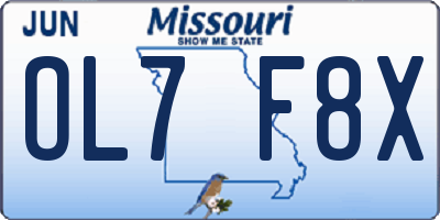MO license plate OL7F8X