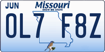 MO license plate OL7F8Z