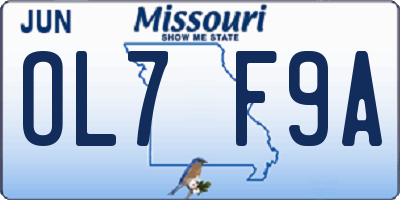 MO license plate OL7F9A