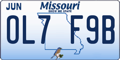 MO license plate OL7F9B