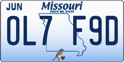MO license plate OL7F9D
