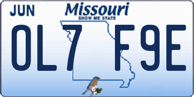 MO license plate OL7F9E