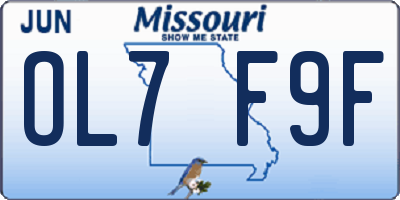 MO license plate OL7F9F