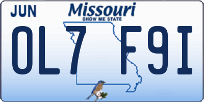 MO license plate OL7F9I