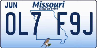MO license plate OL7F9J