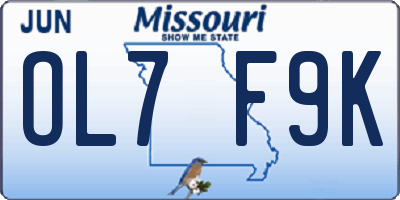 MO license plate OL7F9K
