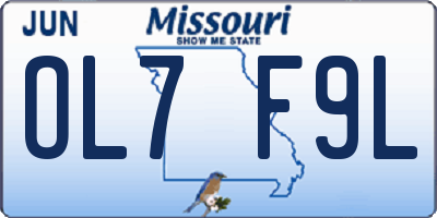 MO license plate OL7F9L