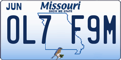 MO license plate OL7F9M