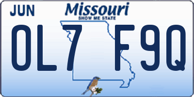 MO license plate OL7F9Q