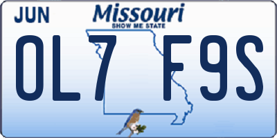 MO license plate OL7F9S