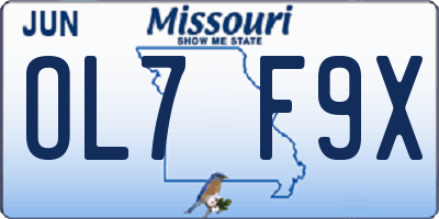 MO license plate OL7F9X