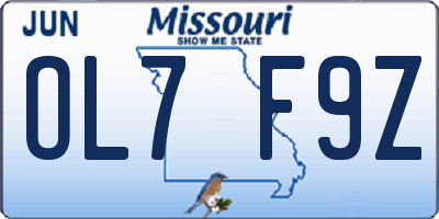 MO license plate OL7F9Z