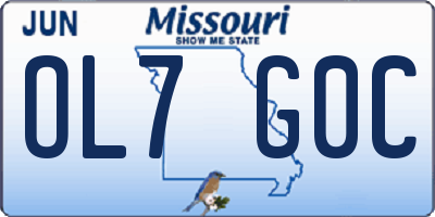MO license plate OL7G0C