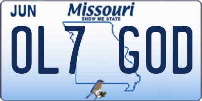MO license plate OL7G0D