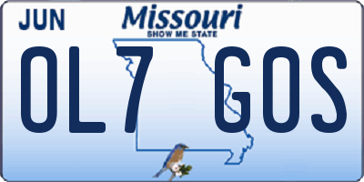 MO license plate OL7G0S