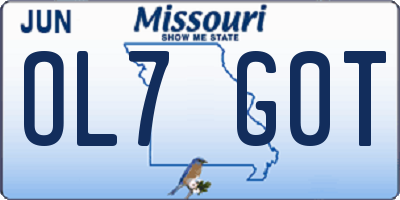 MO license plate OL7G0T