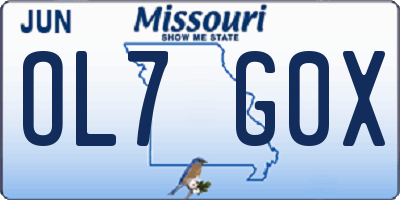 MO license plate OL7G0X