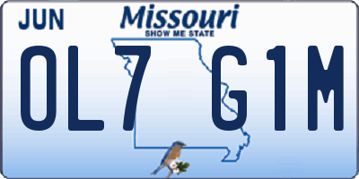 MO license plate OL7G1M