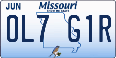 MO license plate OL7G1R