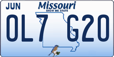 MO license plate OL7G2O