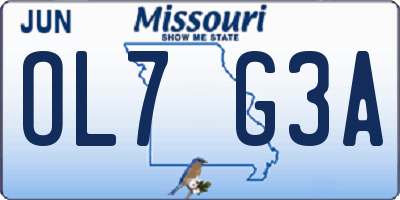 MO license plate OL7G3A