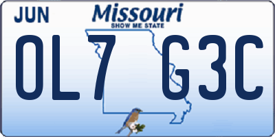MO license plate OL7G3C