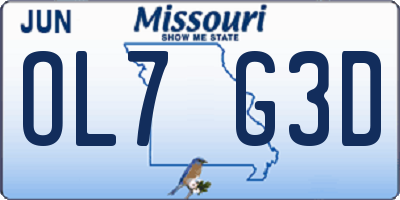 MO license plate OL7G3D