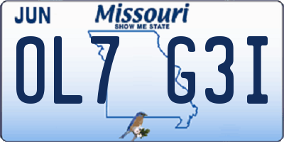 MO license plate OL7G3I