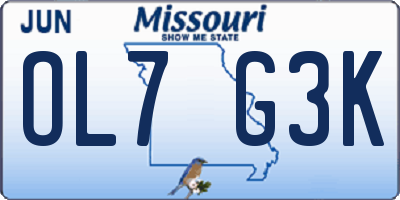 MO license plate OL7G3K