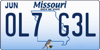 MO license plate OL7G3L