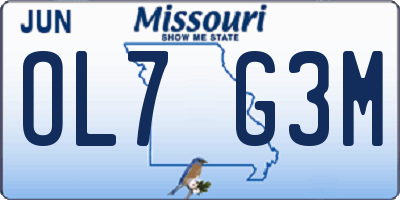 MO license plate OL7G3M
