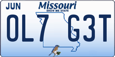 MO license plate OL7G3T