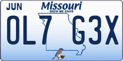 MO license plate OL7G3X