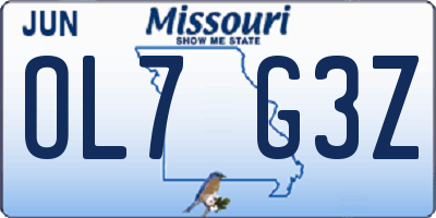 MO license plate OL7G3Z