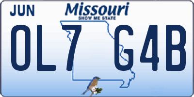 MO license plate OL7G4B