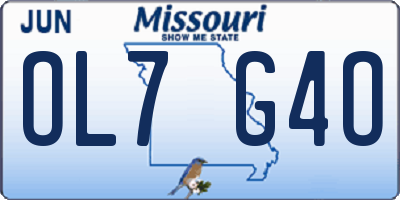 MO license plate OL7G4O