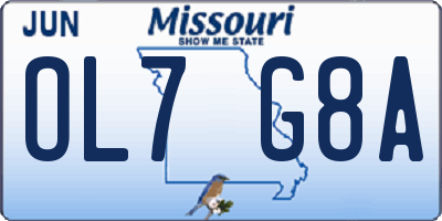 MO license plate OL7G8A