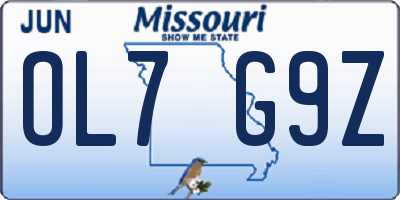 MO license plate OL7G9Z