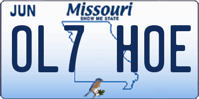 MO license plate OL7H0E