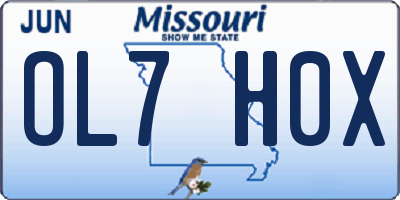 MO license plate OL7H0X
