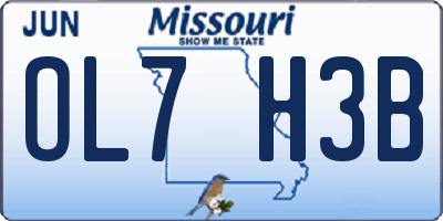MO license plate OL7H3B