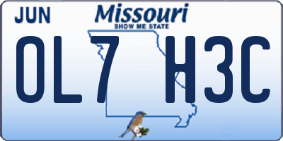 MO license plate OL7H3C