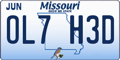 MO license plate OL7H3D