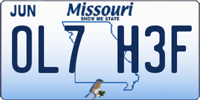 MO license plate OL7H3F