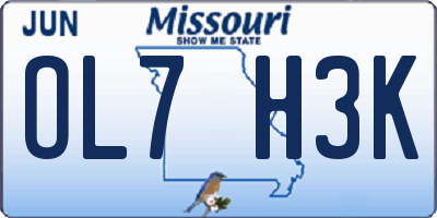 MO license plate OL7H3K