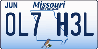 MO license plate OL7H3L